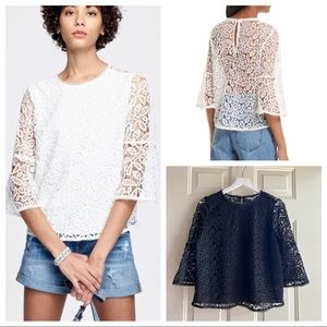 Rebecca Minkoff White and Navy Lace Blouses